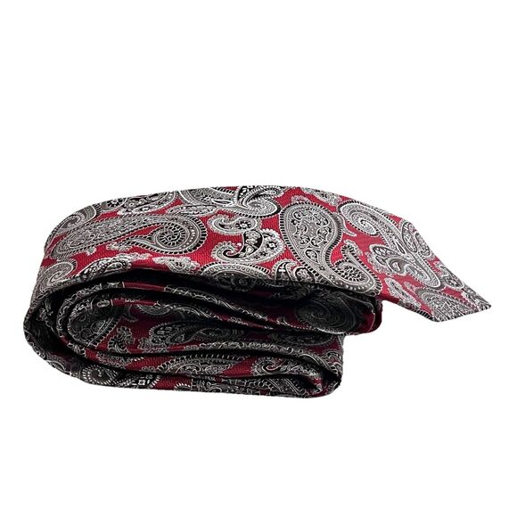 JOS. A. BANK Signature Collection Men's Silk Necktie Red Paisley 3.5”wide NWT - Picture 3 of 6